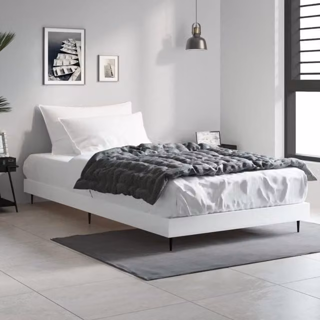 Berkfield Home White Engineered Wood Bed Frame W/D/H: 90 x 200 cm