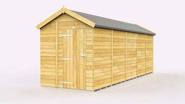 Buttercup Farm Apex Wooden Shed in Brown with Single Door, L590 x W175 x H217 cm – 1