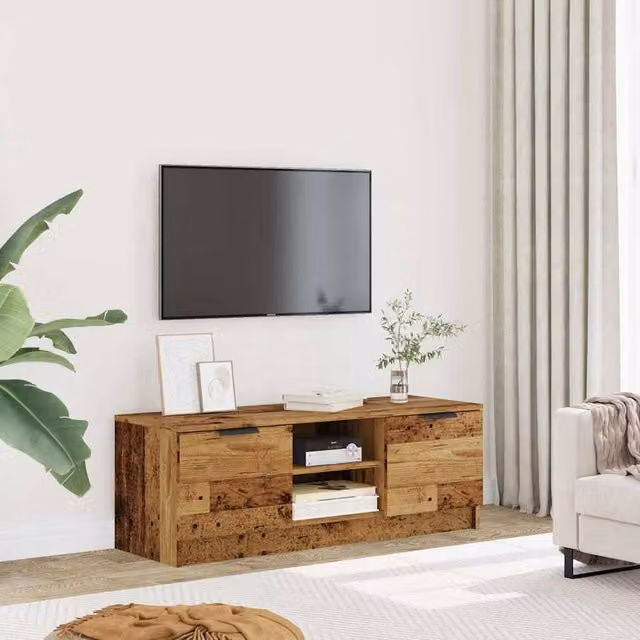 Berkfield Home Rustic Old Wood TV Cabinet in Brown, W/D/H: 102 x 35 x 36.5 cm