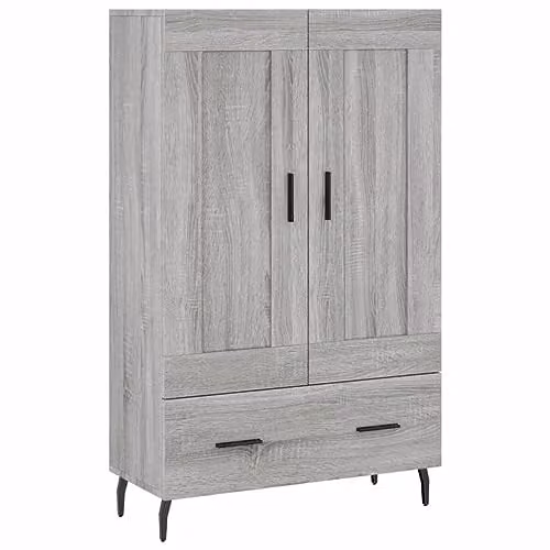 vidaXL Modern Grey Highboard with Hinged Doors and Drawers, W/D/H: 69.5 x 31 x 115 cm – 1