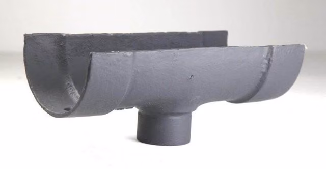 Hargreaves Premier Primed Grey Cast Iron Deep Half Round Gutter Running Outlet, 125mm for 65mm Downpipe