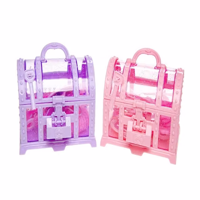 LG-Imports Single Treasure Chest with Hair Accessories in White and Pink Plastic