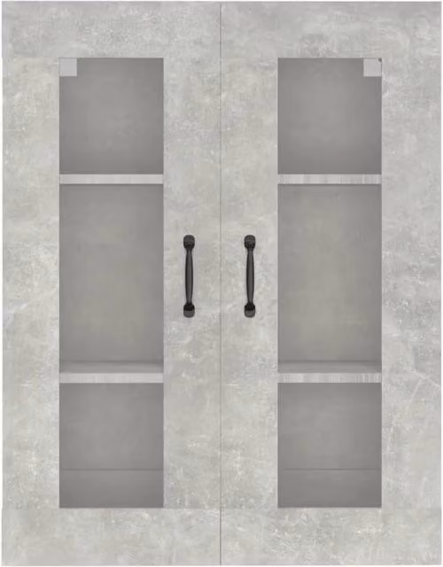 Berkfield Home Hanging Wall Cabinet in Concrete Grey with Glass Doors, W/D/H: 69.5 x 34 x 90 cm – 1