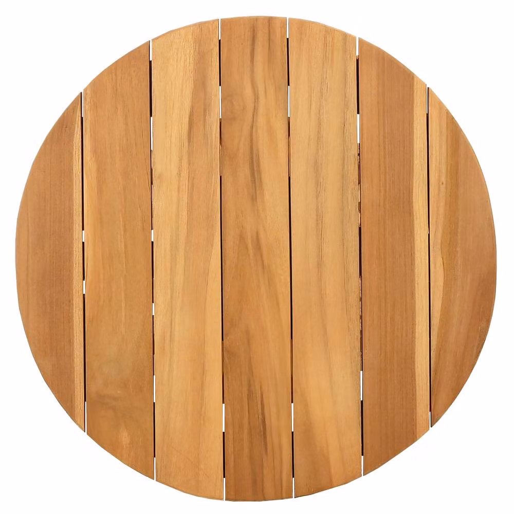 Berkfield Home Round Teak Wood Garden Side Table, Brown, W/D/H: 50 x 49.5 x 49.5 cm – 4