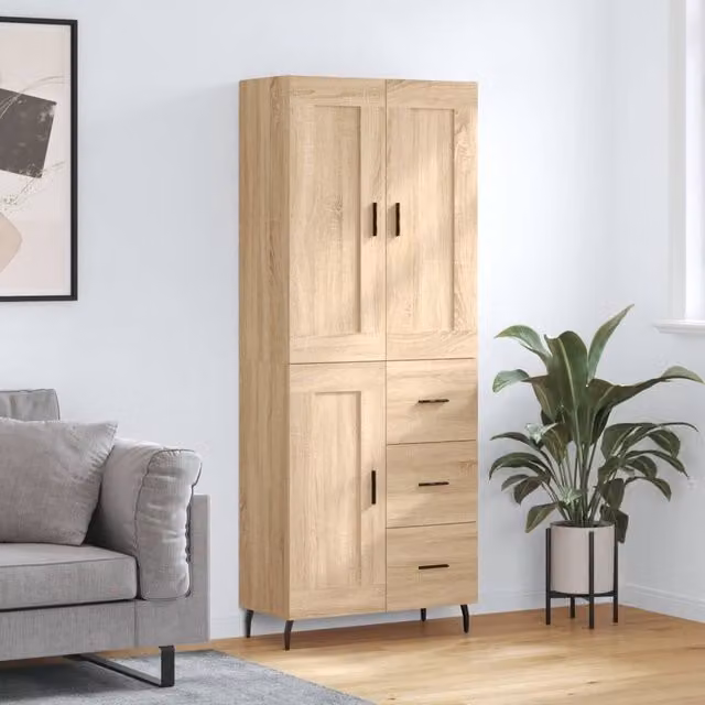 Berkfield Home Sonoma Oak Highboard in Brown, W/D/H: 69.5 x 34 x 180 cm – 1