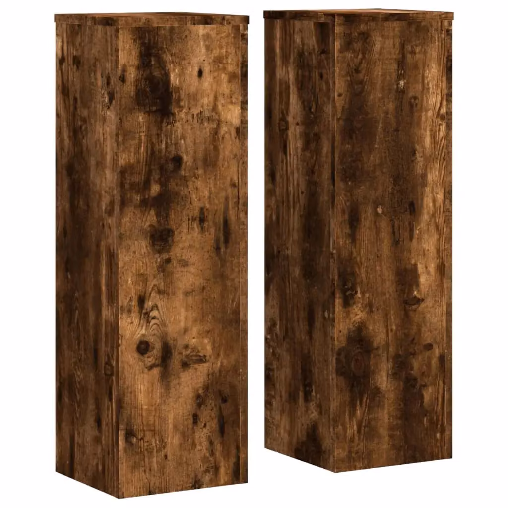 Berkfield Home Set of 2 Modern Smoked Oak Plant Stands in Brown, W/D/H: 25 x 25 x 80 cm – 2