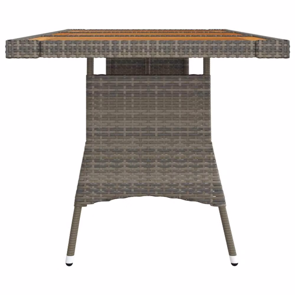 Berkfield Home Grey Poly Rattan and Solid Acacia Wood Extendable Garden Table, W/D/H: 160 x 70 x 72 cm – 2