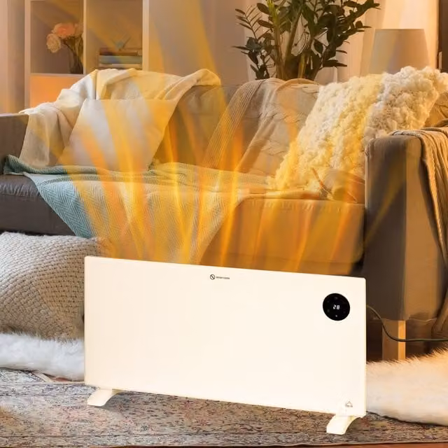 HOMCOM 2000W Electric Convector Heater with LED Display, Timer and Thermostat, White