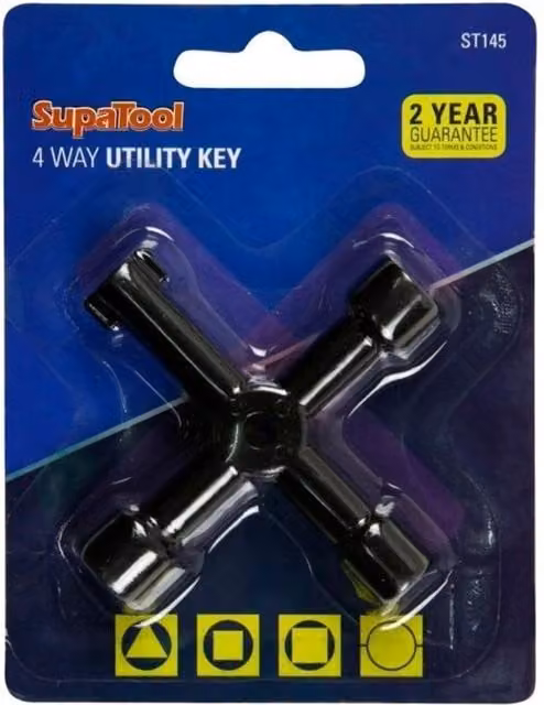 SupaTool 4 Way Utility Key in Black