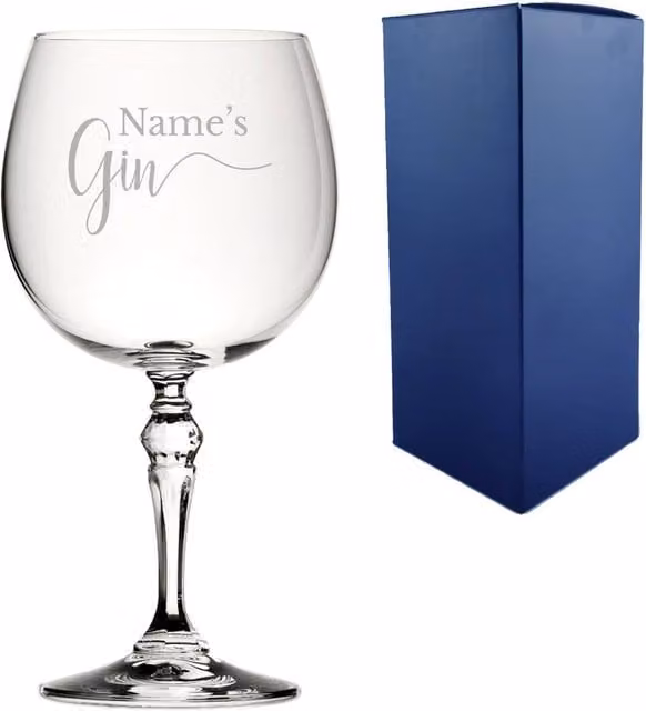 Uniqueful Personalised Crystal Gin Balloon Cocktail Glass in Clear