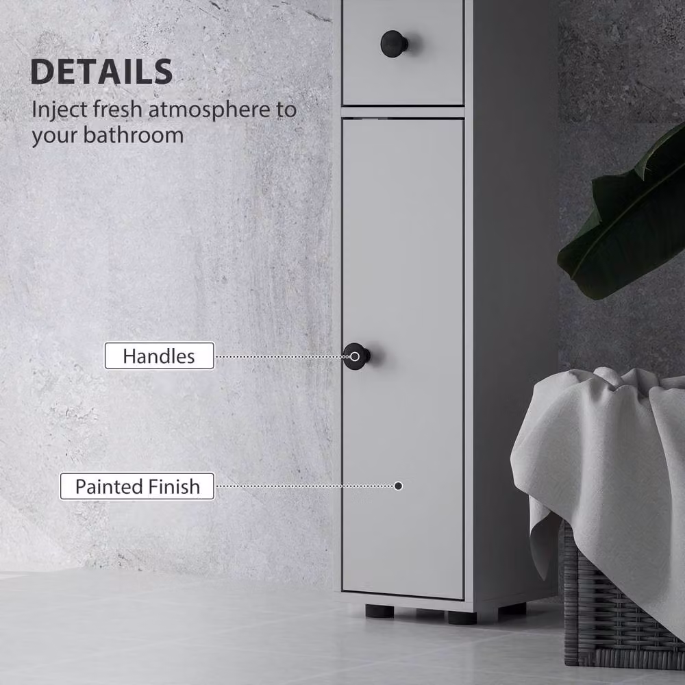 Wyld Haus Tasere Tall Slim Bathroom Storage Cabinet in Grey – 5