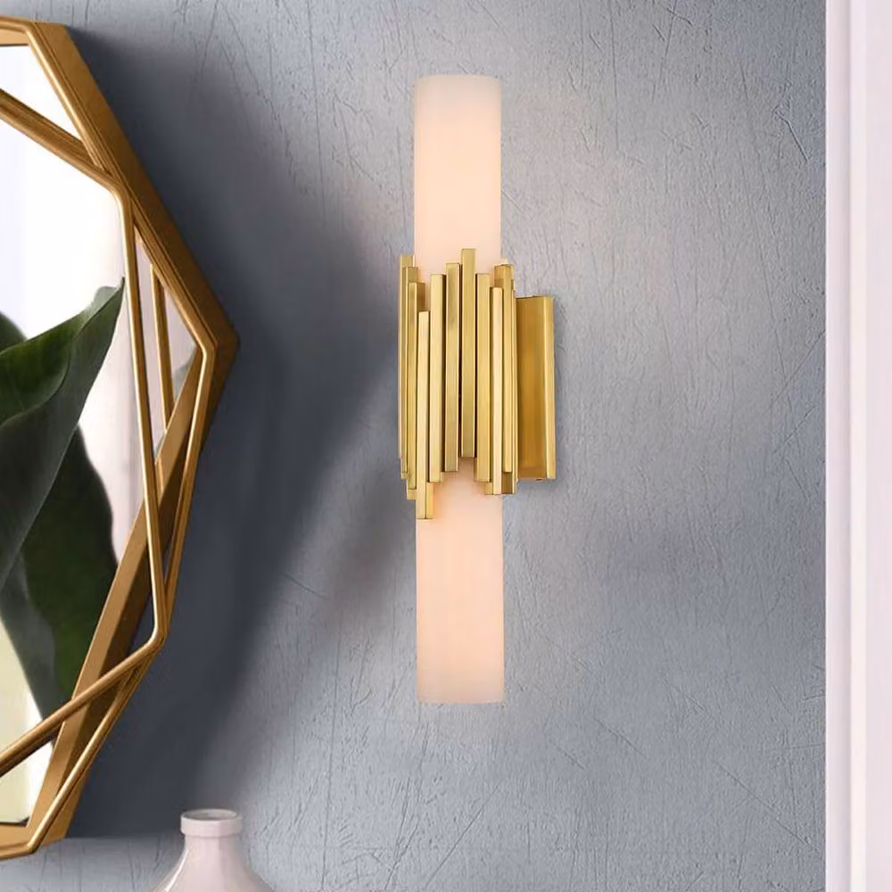 Netlighting Marvele Contemporary Up & Down Wall Lamp in Aged Brass and Gold with 2x G9 Bulbs, IP44 Rated – 2
