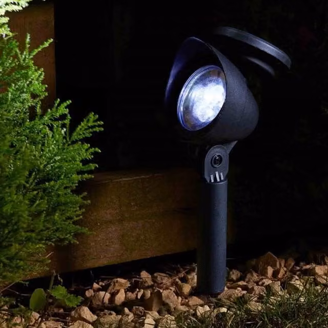 Garden Mile Set of 4 Adjustable Solar LED Spotlight Stakes in Black