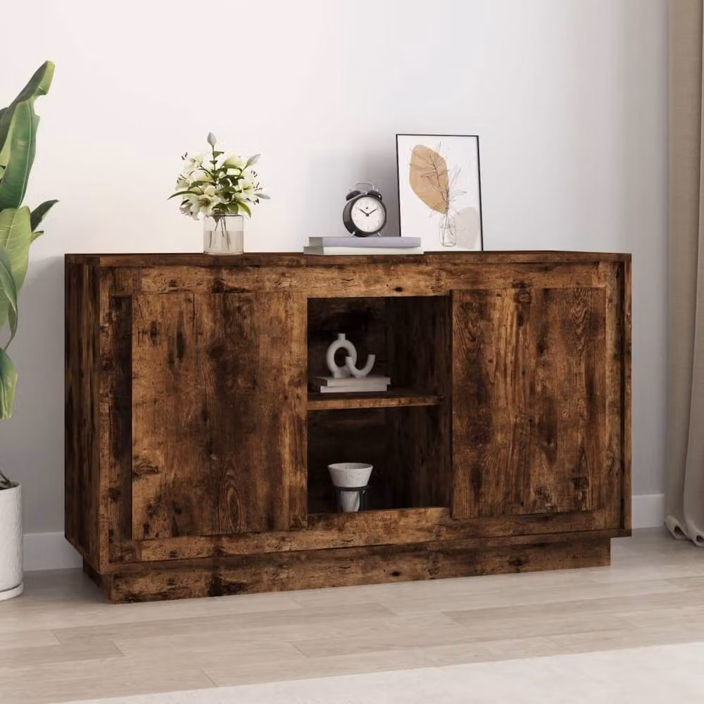 Berkfield Home Smoked Oak Sideboard in Brown, W/D/H: 102 x 35 x 60 cm – 2