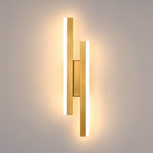 COMELY Modern LED Indoor Wall Light in Gold/Brass with Warm White Acrylic, W/D/H: 40 x 4 x 4 cm
