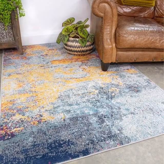The Rug House Multicolour Abstract Modern Rectangular Rug W: 170 cm, D: 120 cm