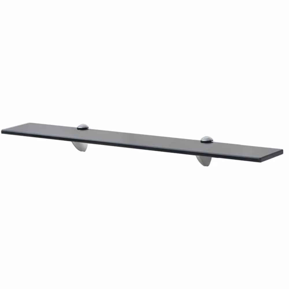 Berkfield Home Black Glass Floating Shelves, 2 Pack, W: 70 cm, D: 20 cm – 2