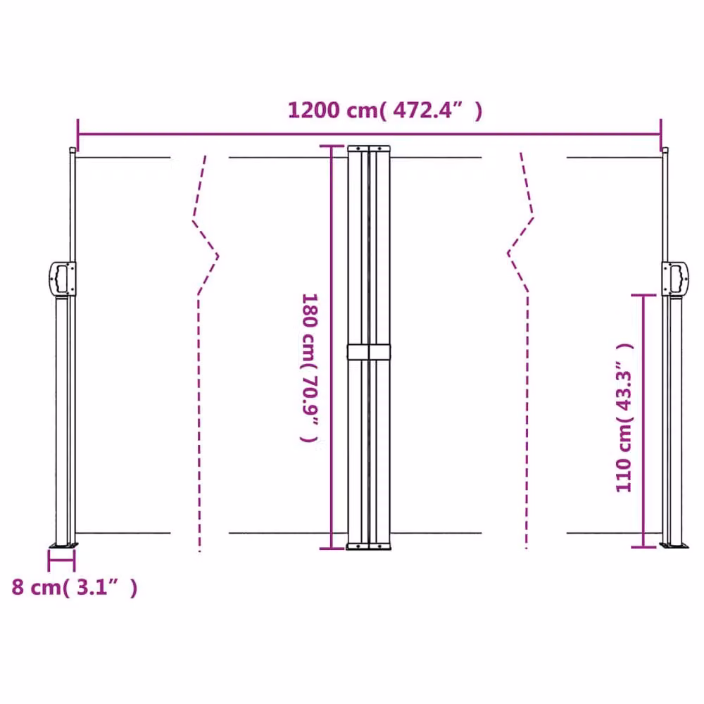 Berkfield Home Red Retractable Single Side Awning W/D/H: 1200 x 180 x 180 cm – 5