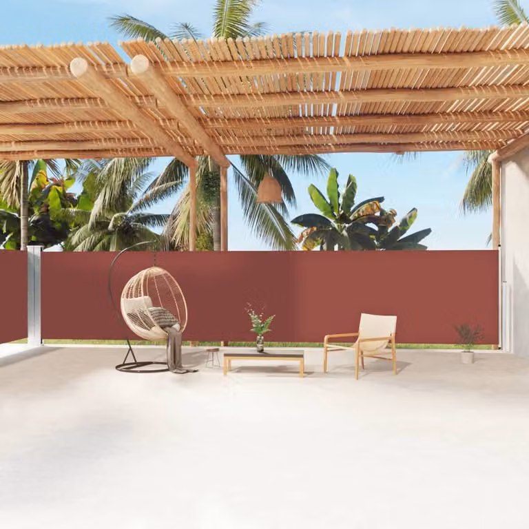Berkfield Home Retractable Side Awning in Brown and Burgundy, W/H: 1200 x 160 cm