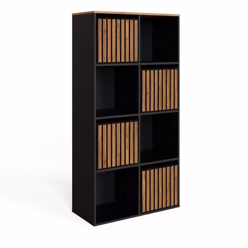 GFW Kube Industrial Cube Storage Unit in Black and Walnut Effect, W/D/H: 119.0 x 28.0 x 60.0 cm – 4