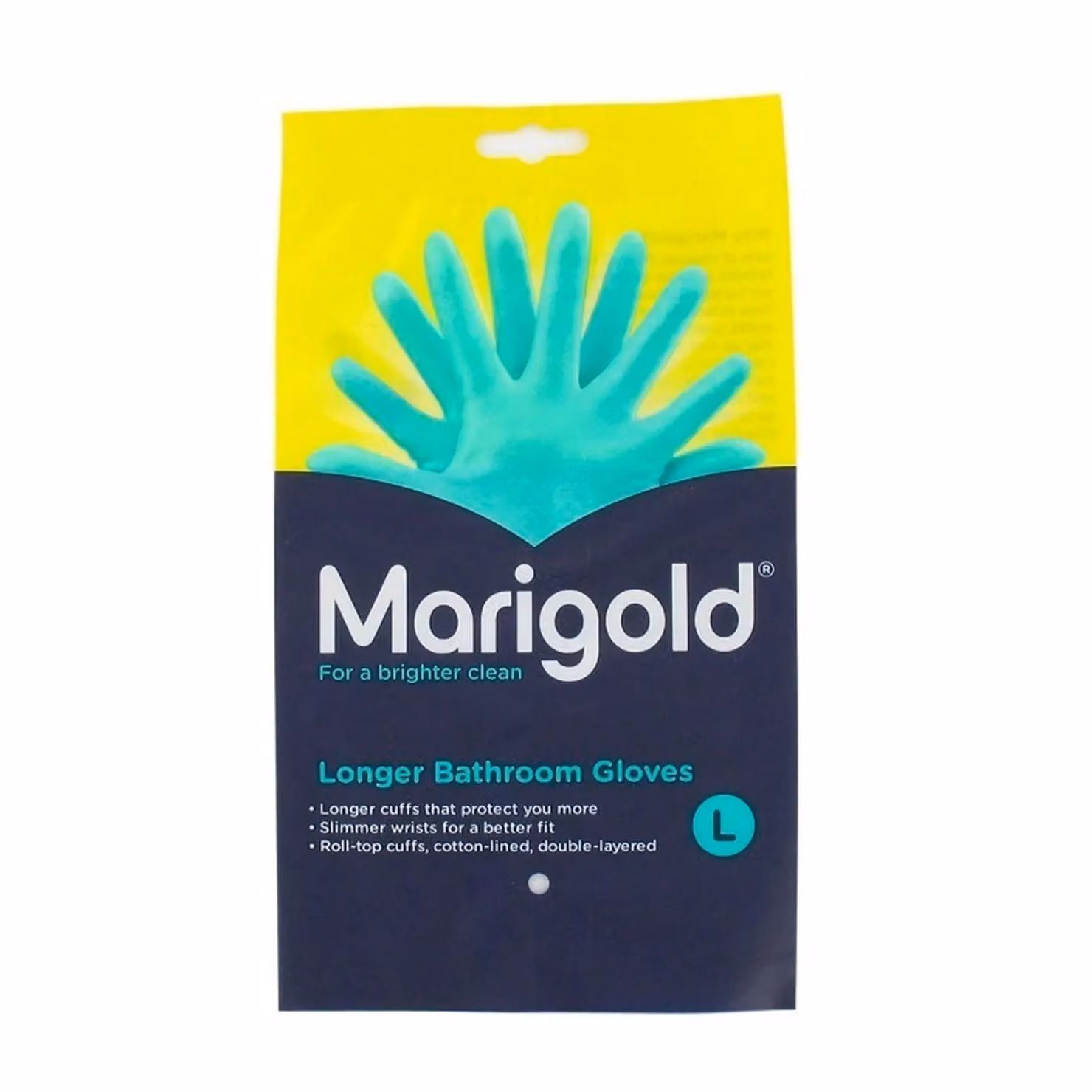 Marigold Large Longer Bathroom Gloves in Multicolour Turquoise Rubber and Cotton – 2