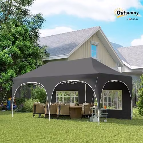 Outsunny Pop Up Gazebo with Gable and Windows, Dark Grey, W: 300 cm, D: 315 cm, H: 300 cm – 2