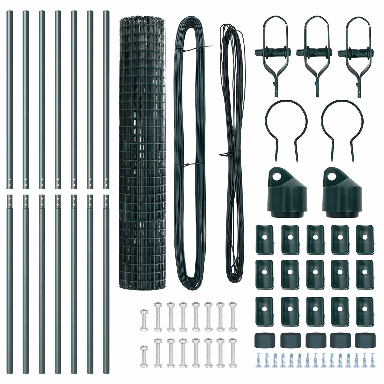 Berkfield Home Euro Fence with 7 Posts, Galvanised Steel, Green and Silver, W: 10 m, H: 1.5 m – 4