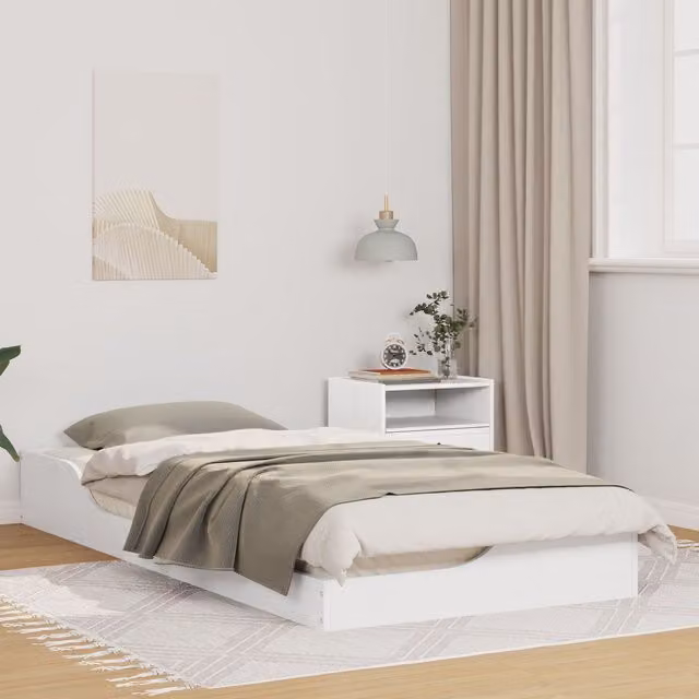 Berkfield Home Floor Bed Frame with Drawer, White, Solid Pine Wood, W: 80 cm, L: 200 cm