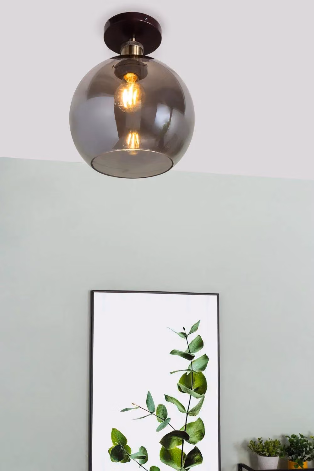 BHS Lighting Carter Flush Ceiling Light in Bronze with Transparent Glass Sphere – 3