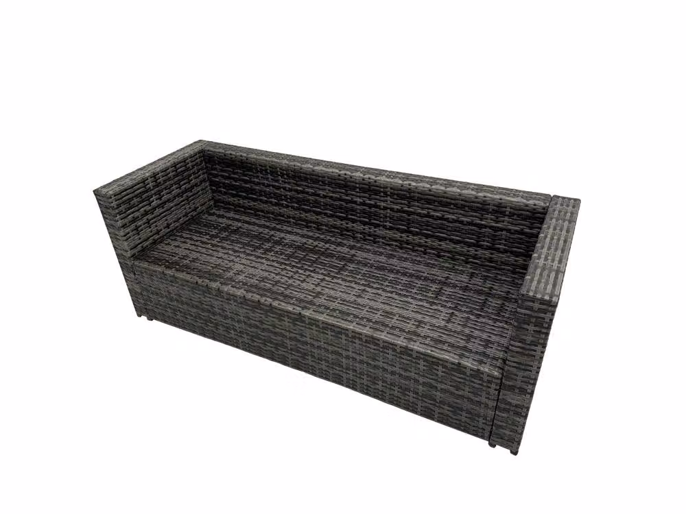 Fimous Outdoor PE Rattan Sofa Set with Chair and Side Table in Dark Grey