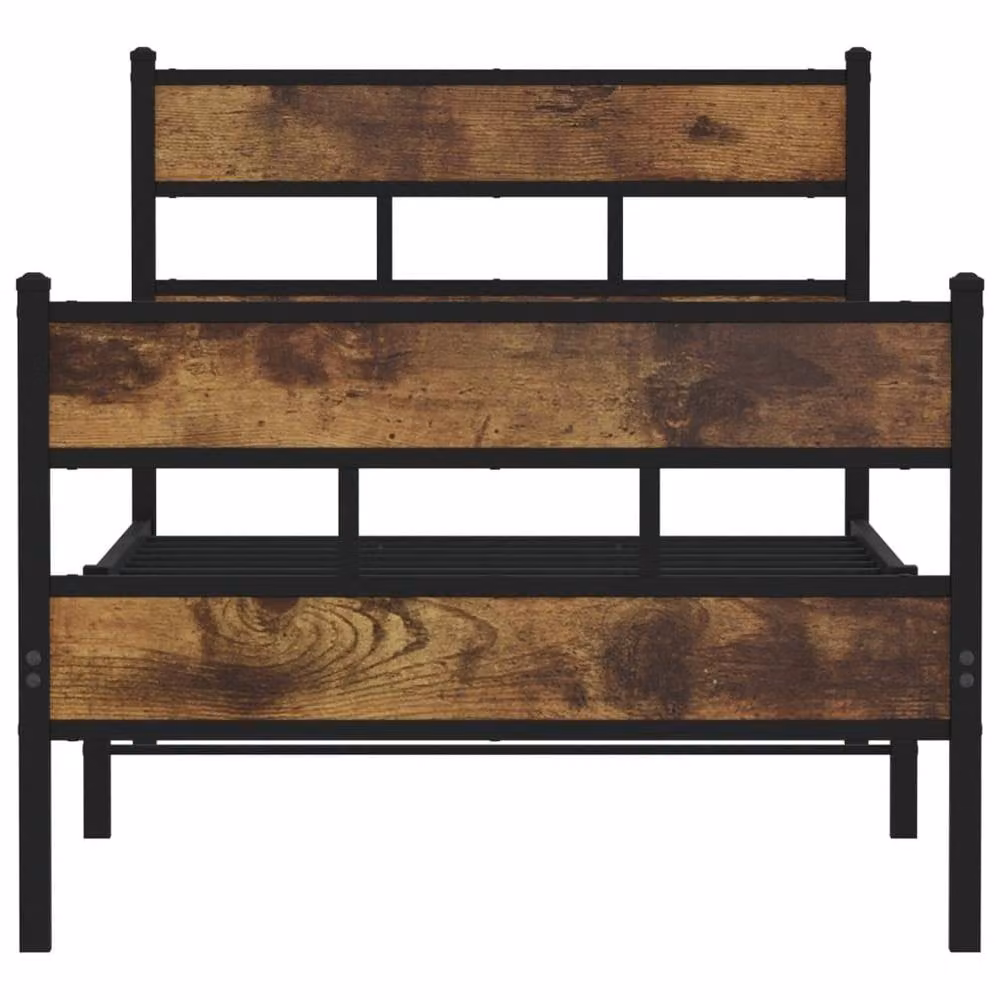 Berkfield Home Metal Bed Frame in Smoked Oak Brown, W: 107 cm, L: 203 cm – 4