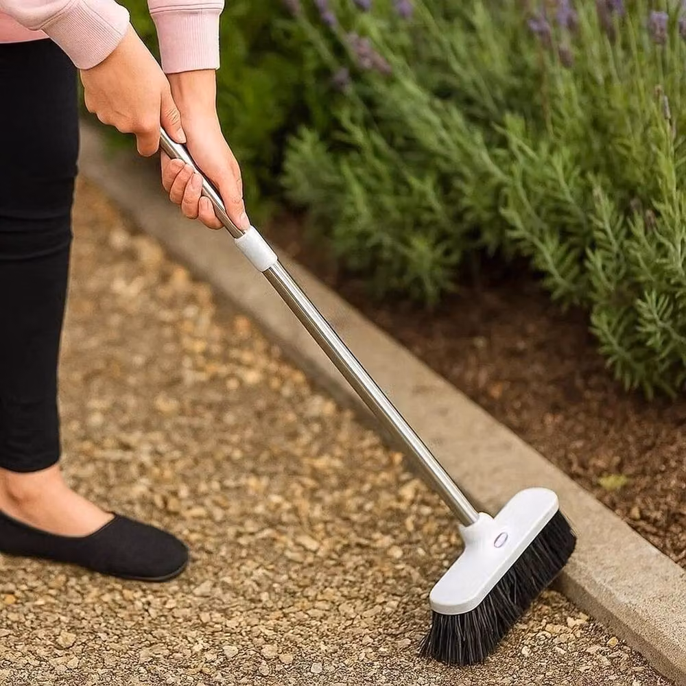 EONLION Extendable Bristle Brush with Silver Stainless Steel Telescopic Handle, Length: 100 cm – 4