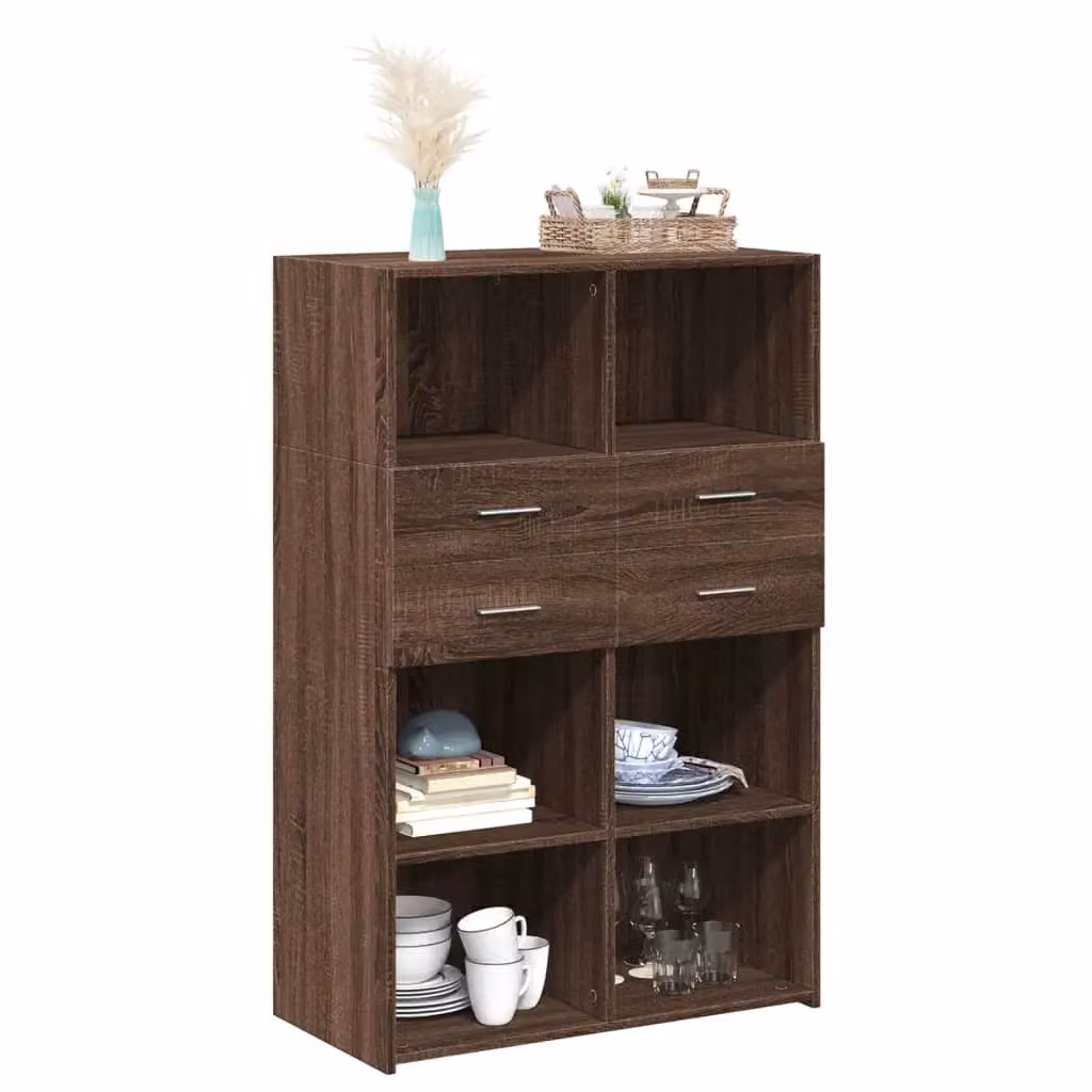 Berkfield Home Modern Highboard in Brown Oak, W: 80 cm, D: 42.5 cm, H: 124 cm – 3