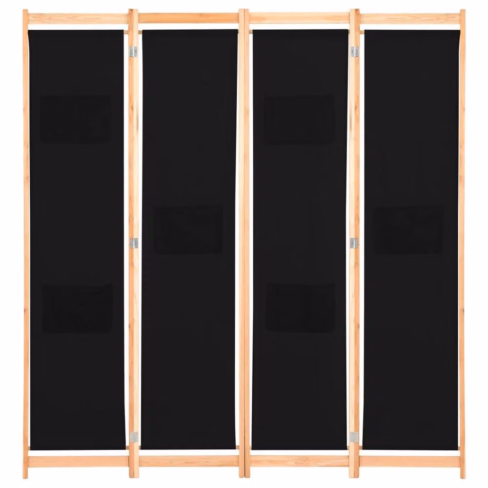 Berkfield Home Stylish 4-Panel Fabric Room Divider in Black, W/H/D: 160 x 170 x 4 cm – 3