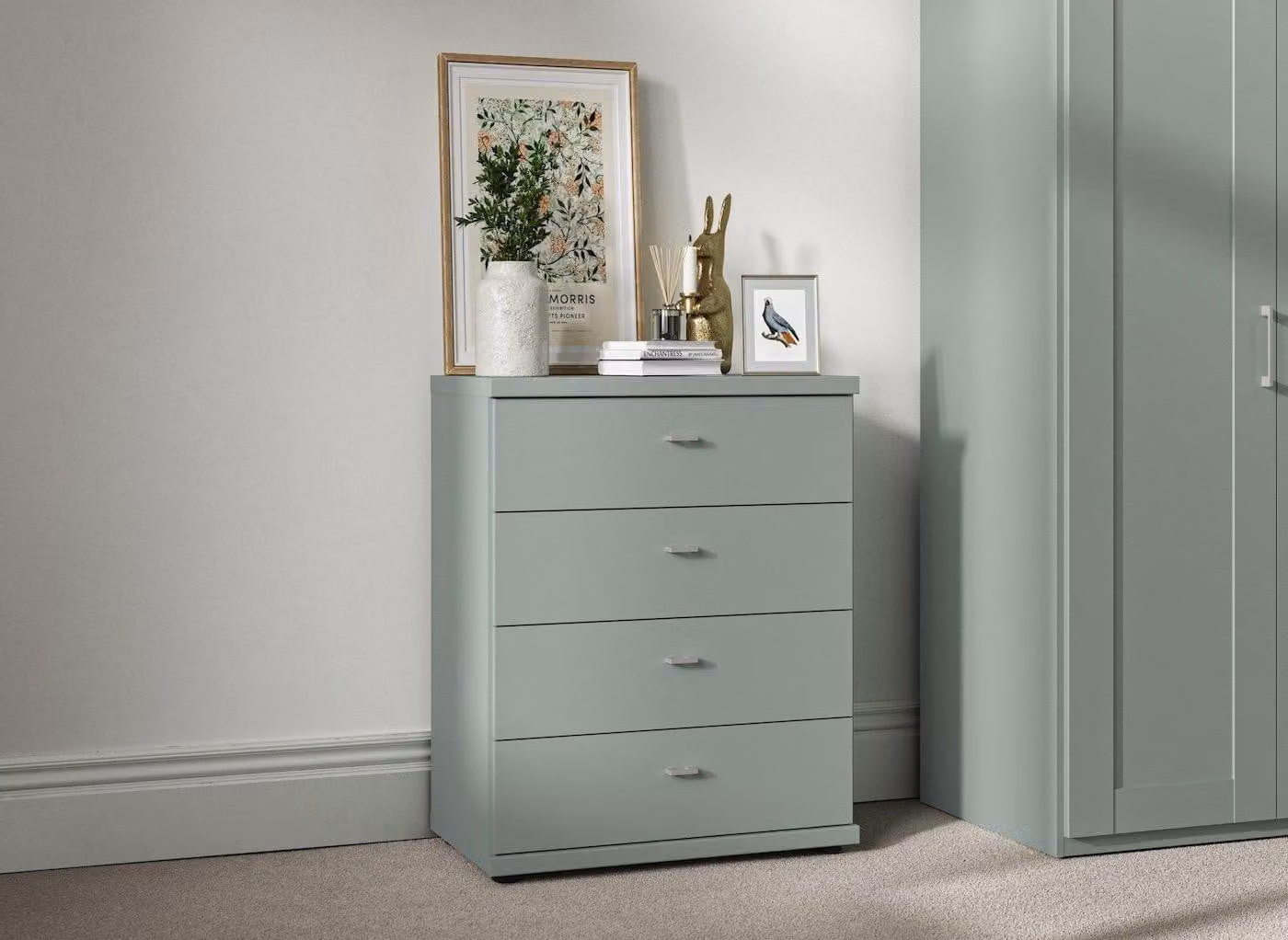 Wiemann Dover 4-Drawer Chest in Matt Grey, White or Green