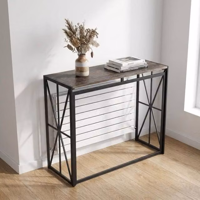 Garden Greatness Rustic Wood Top Console Table in Brown and Black, W/D/H: 80.0 x 38.0 x 38.0 cm – 1