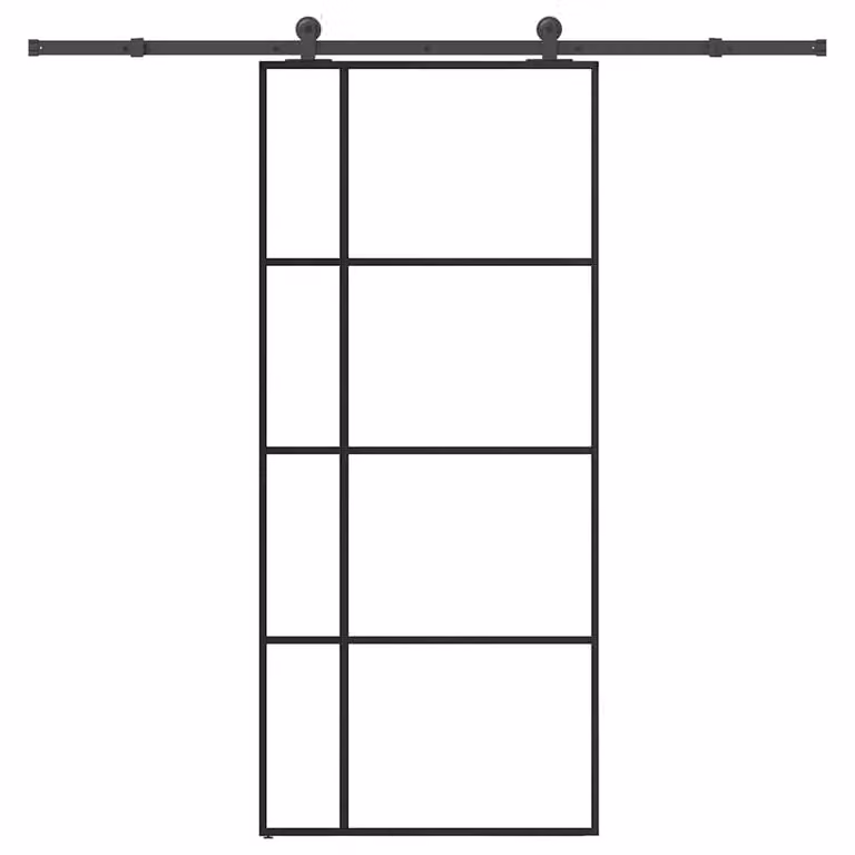 Berkfield Home Sliding Door with Hardware Set, Black Aluminium and Transparent ESG Glass, W: 90 cm, H: 205 cm