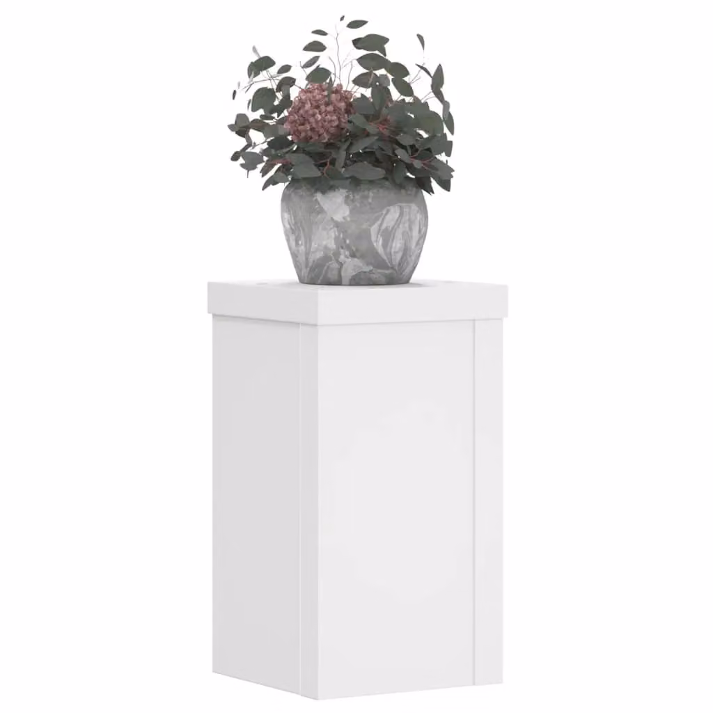 Berkfield Home Set of 2 White Square Plant Stands, Engineered Wood, W/D/H: 10 x 10 x 18 cm – 2