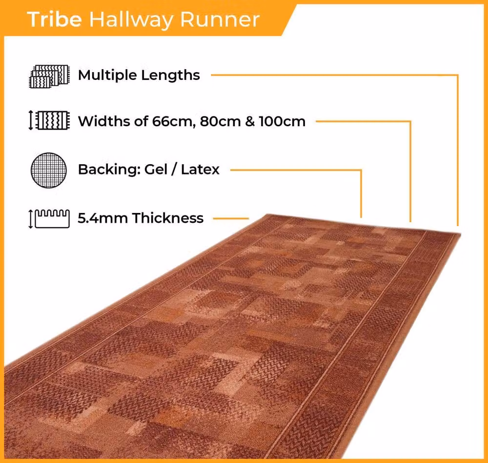 runrug Tribe Hallway Runner Rug in Beige, Non-Slip and Hardwearing, W: 100 cm, L: 300 cm – 2
