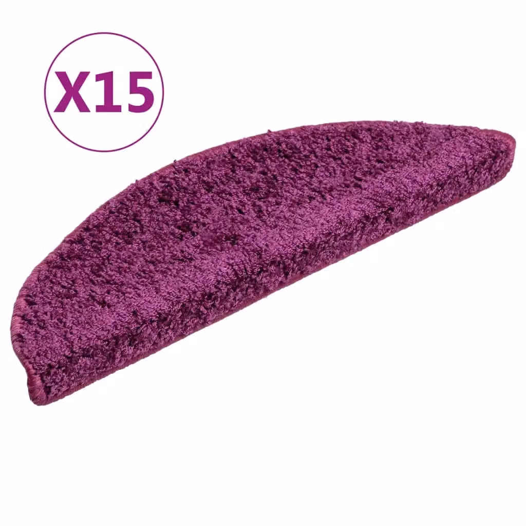 Berkfield Home Self-Adhesive Carpet Stair Treads, 15 Pieces, Purple, W: 56 cm, D: 17 cm, H: 3 cm – 2