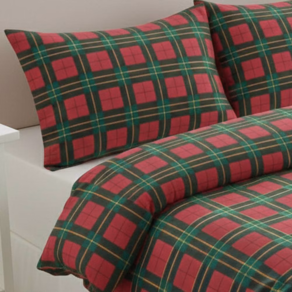Snug City Red Tartan Flannelette Duvet Cover and Pillowcase Set, Brushed Cotton Bedding, 200 x 200 cm – 2