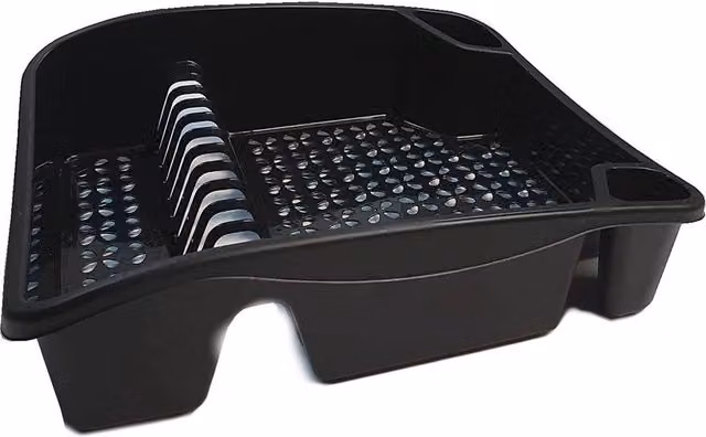 FLAVORA Black Plastic Dish Drainer with Cutlery and Cup Holder – 1