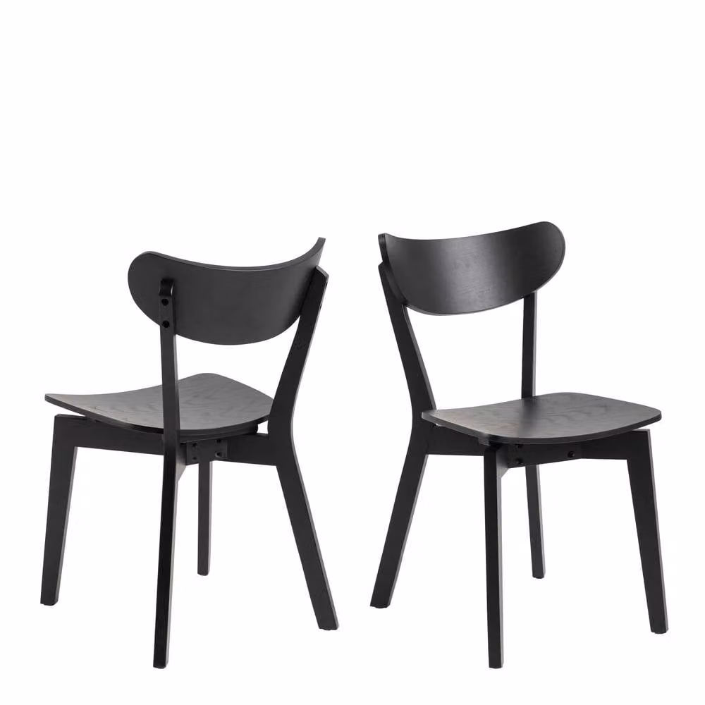 Wyld Haus Saffron Black Lacquered Oak Wooden Dining Chairs Set of 2 – 2
