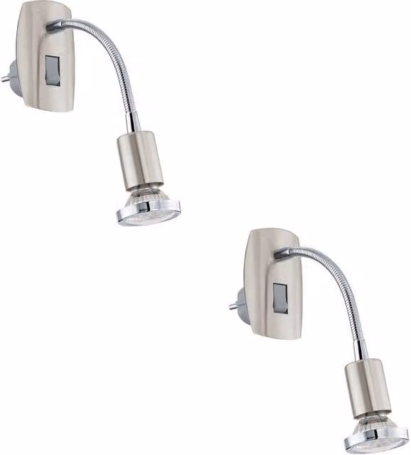 Loops 2 Pack Modern LED Wall Light in Chrome and Silver with Warm White Bulb Included