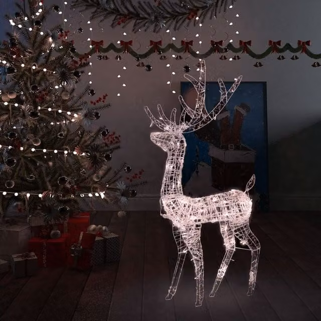 Berkfield Home Acrylic Reindeer Christmas Decoration with 140 Warm White LEDs, 120 cm – 1