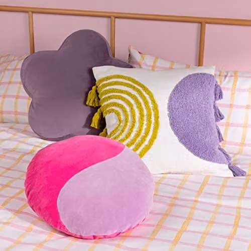 Riva Home Purple Floral Velvet Round Cushion, W/D/H: 45 x 45 x 45 cm – 3
