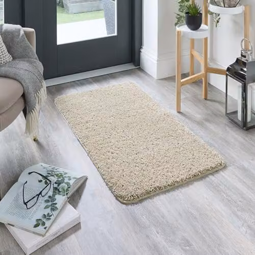 My Mat Stone Beige Non-Slip Washable Shaggy Pile Rectangular Doormat W: 60 cm, D: 100 cm – 2
