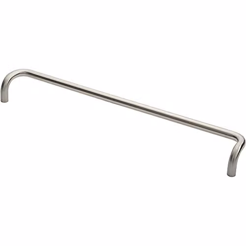 Loops Satin Steel Cranked Door Pull Handle, 19mm Diameter, 600mm Fixing Centres