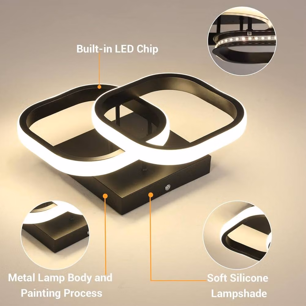 COMELY 22W Square Modern Aluminium LED Ceiling Light in Black with 4500K Natural Light – 6