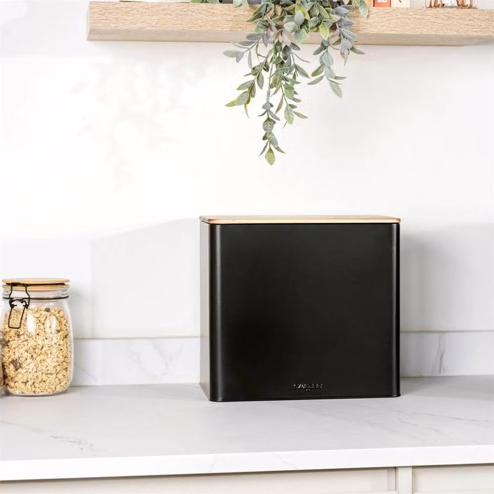 Nordara Toronto Bread Bin with Wooden Lid in Black – 3